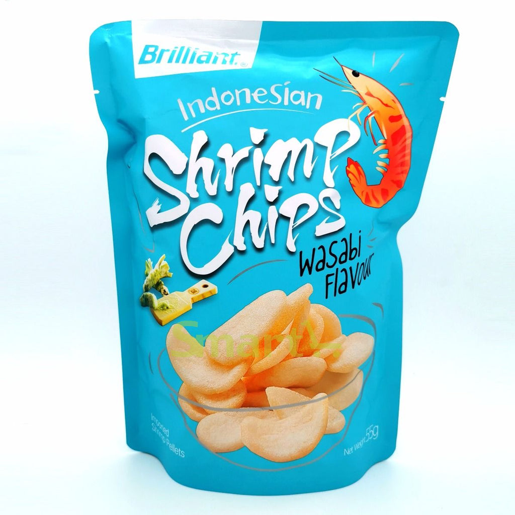 Brilliant Indonesian Shrimp Chips (Wasabi Flv) 55G. 明輝牌印尼蝦片(日式芥辣風味)55G