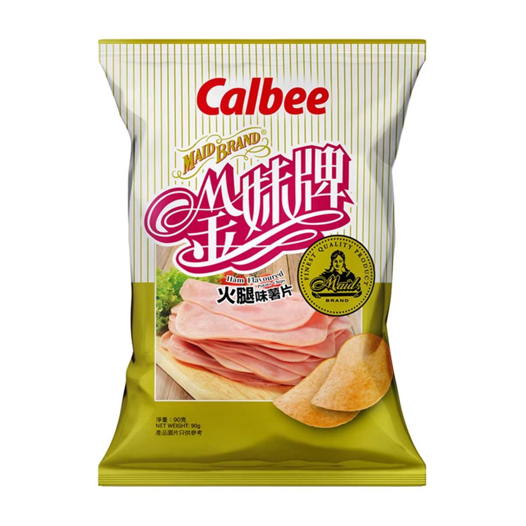 CALBEE X MAID HAM FLV POTATO CHIPS 90G 卡樂ＢＸ金妹牌火腿味薯片 90G