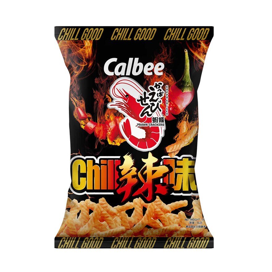 Calbee Chill Prawn Crackers 75G. 卡樂B 辣味蝦條75克