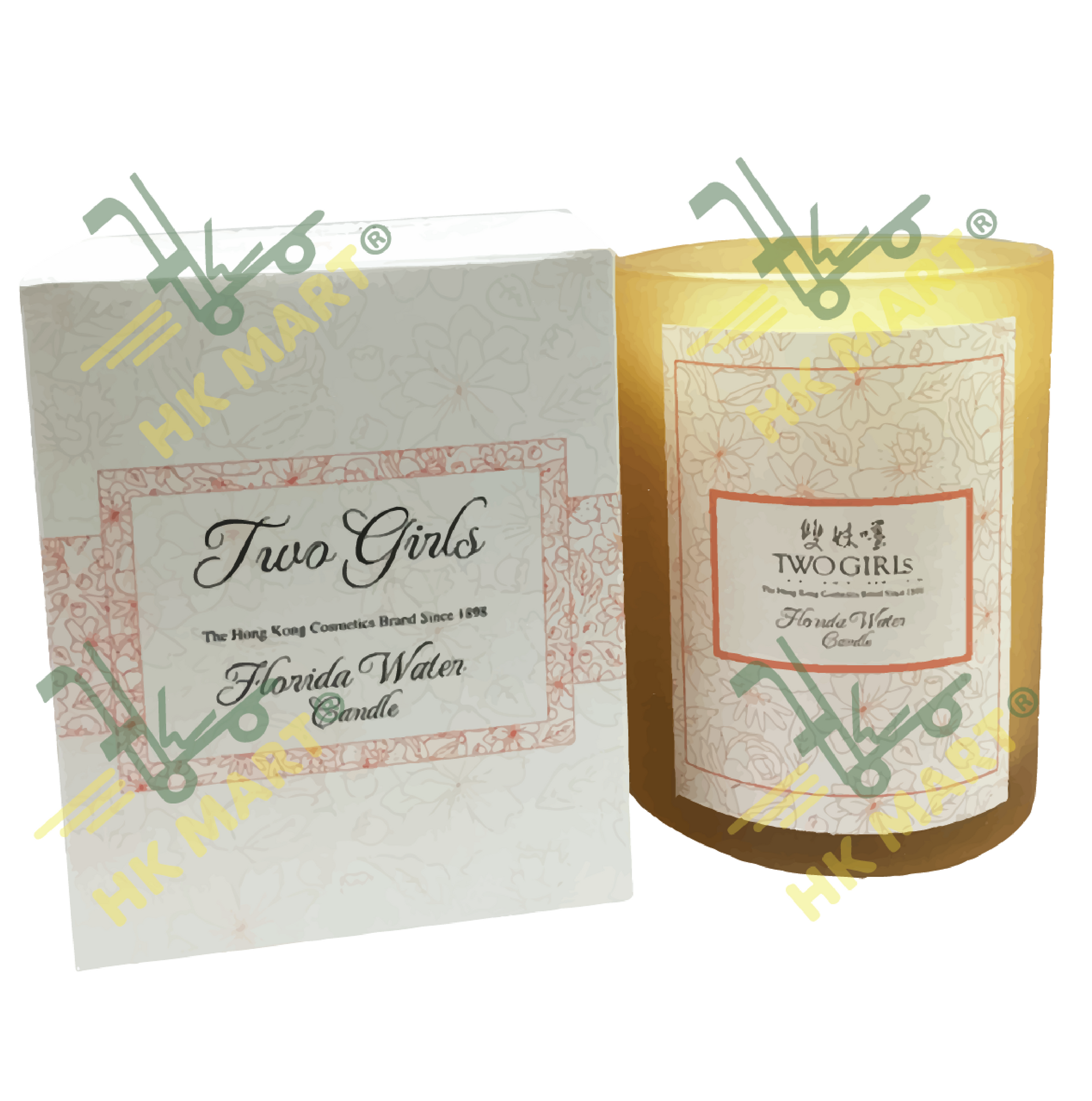 Two Girls Florida Water Glass Candle 510G (Orange Color) 雙妹嘜 花露水香味蠟燭 510克 (橙色)