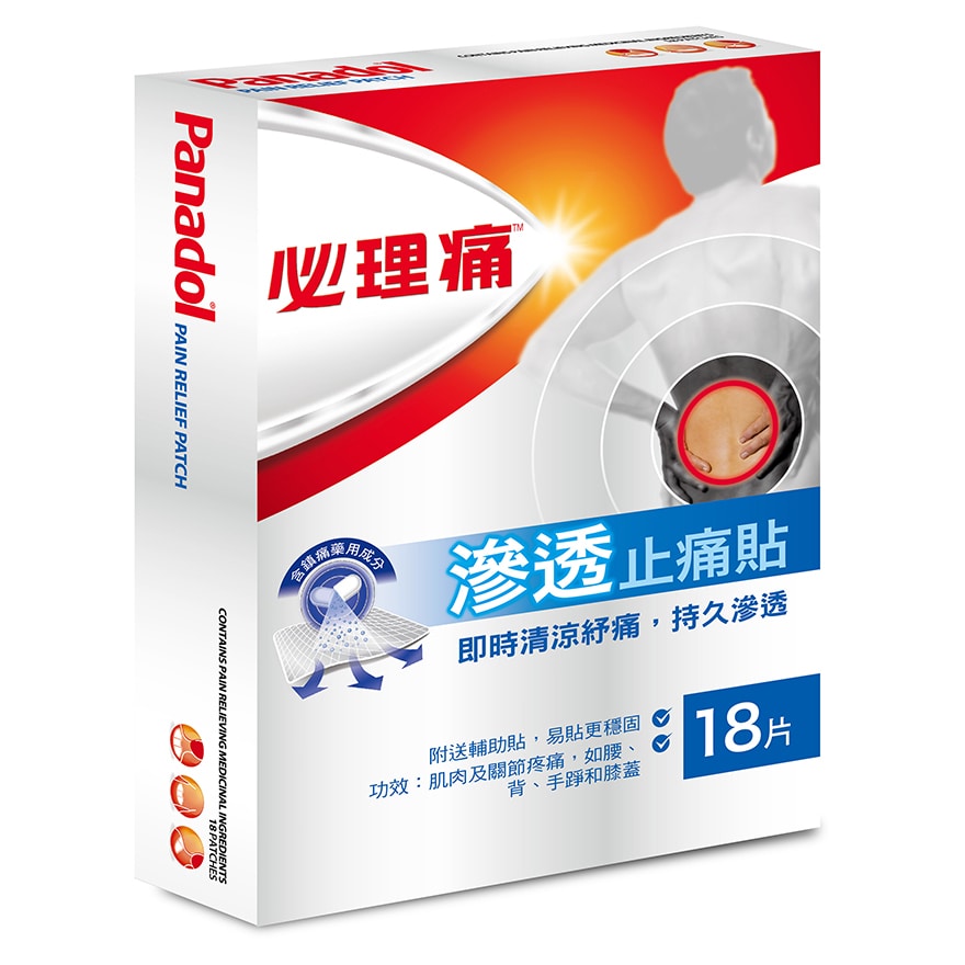 PANADOL Pain Relief Patch 18's 必理痛 滲透止痛貼18片裝