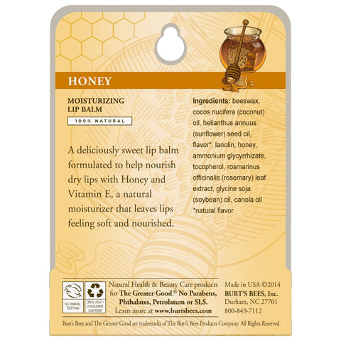 Burt's Bees Honey Lip Balm 4.25g Burt's Bees蜂蜜皇牌潤唇膏 4.25克