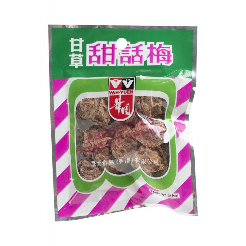 WAH YUEN Preserved Sweet Prune - M - 28g 華園 甘草甜話梅（中）- 28克