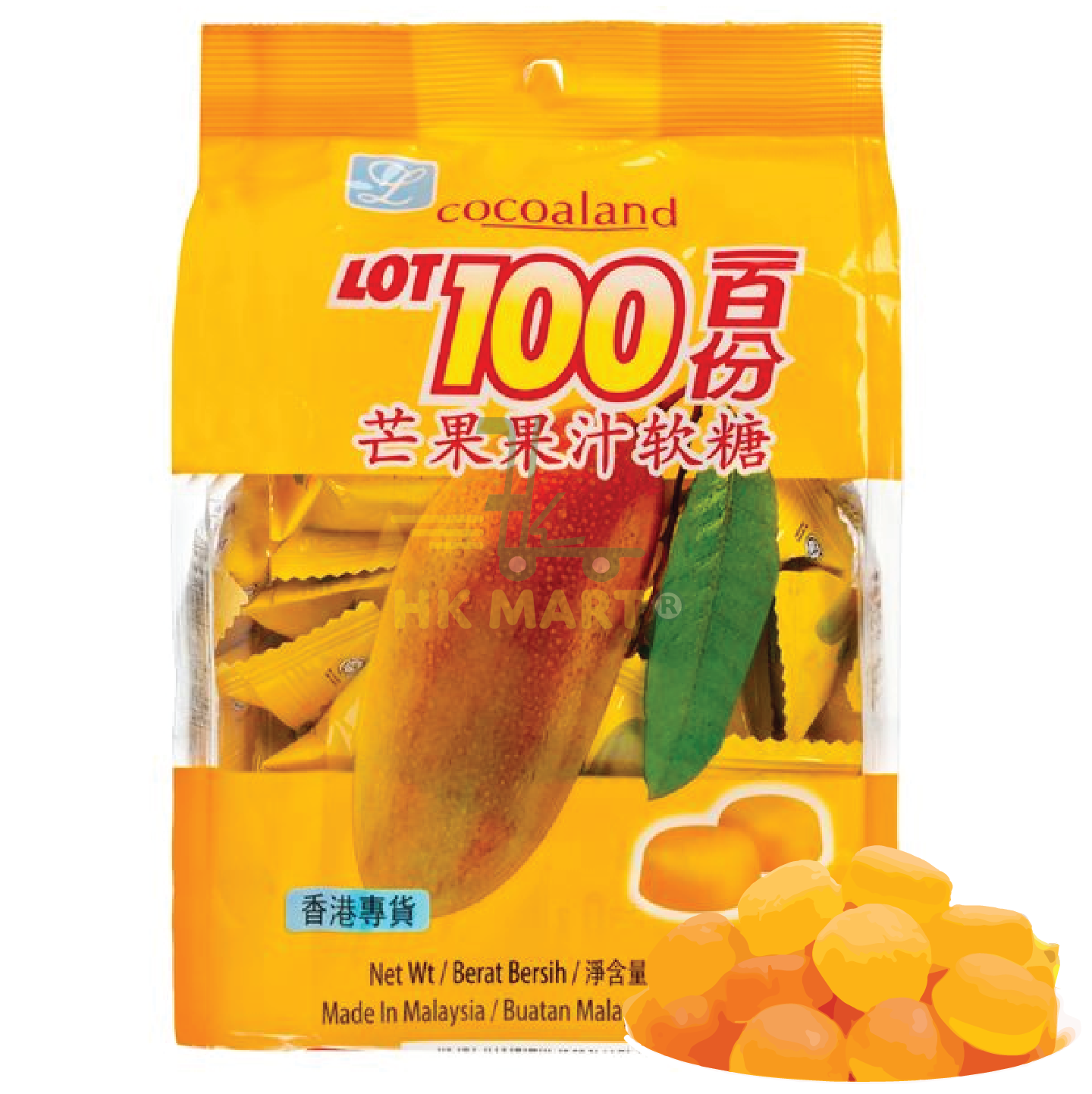 COCOALAND LOT100 MANGO GUMMY CANDY 150G  百份百果汁軟糖-芒果 150克